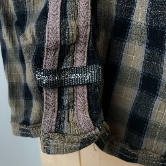 English Laundry Blaque label by Christopher Wicks 100% cotton checkered shirt - Picture 5 of 16